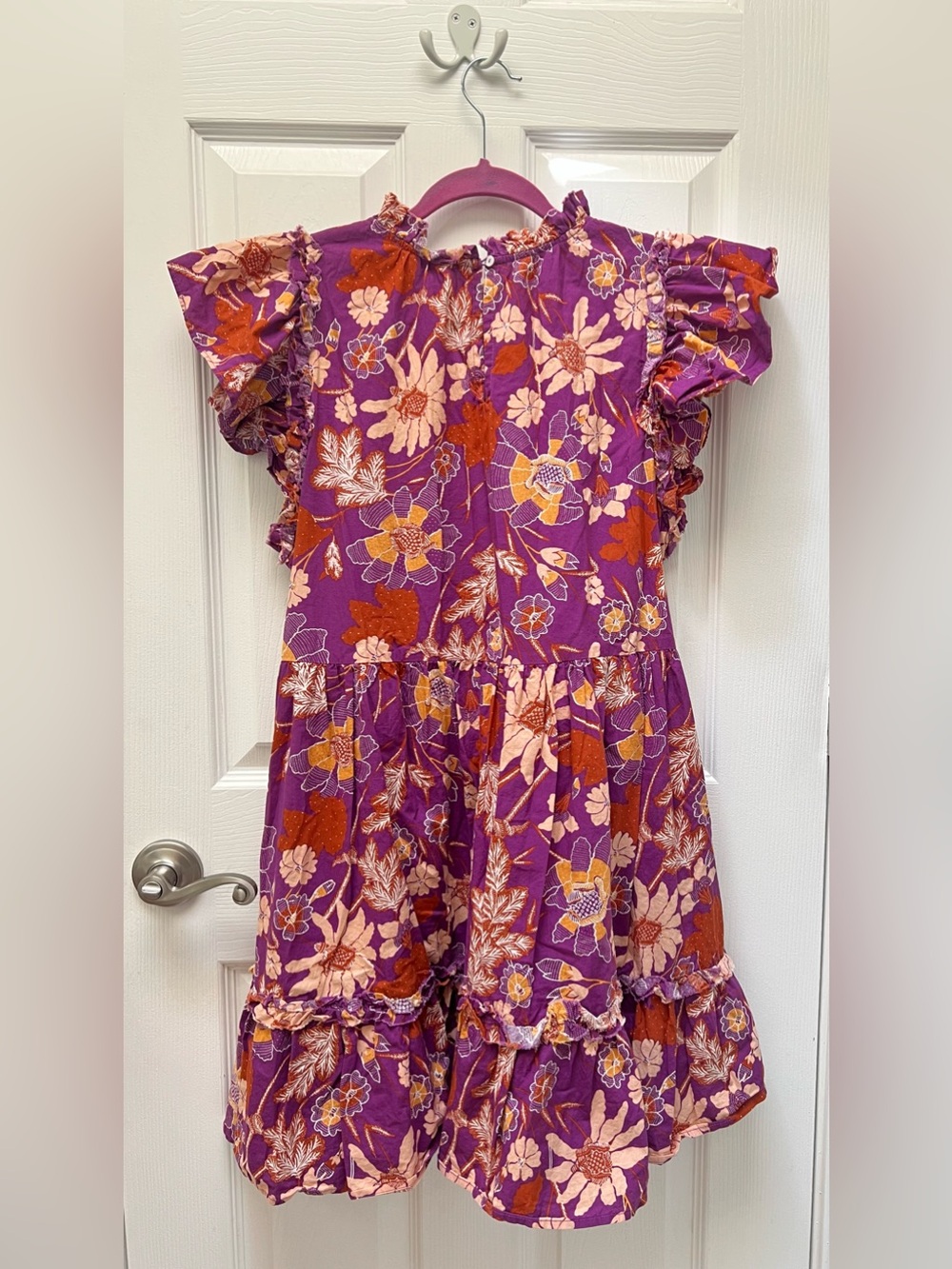 House of Harlow 1960 Purple Floral Ruffle Dress Size Large